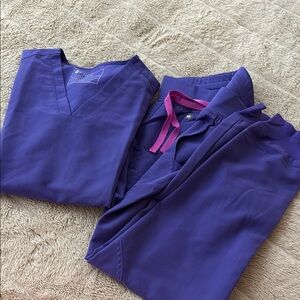 Figs Purple Scrub Set with Pink Accents